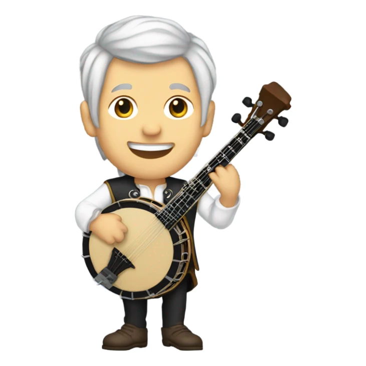 Wolfgang Mozart chibi standing young 5-string banjo sticker