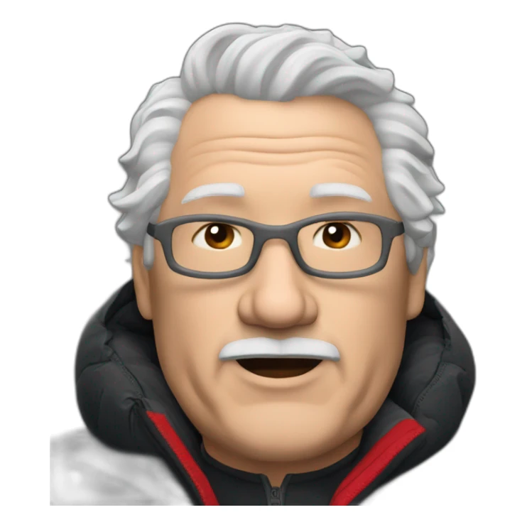 old white man overweight with black and red supreme north face puffy jacket  upper body bust sticker