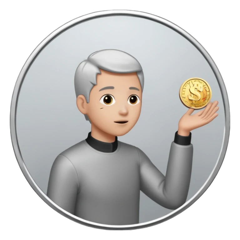 Coin flipped in the air, character already turning away sticker