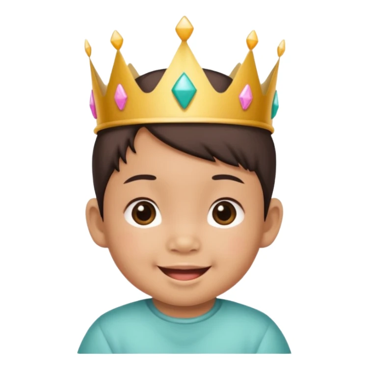asian baby wearing birthday crown sticker