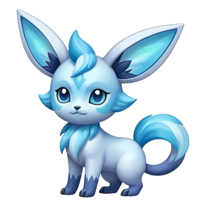 Colorful Iridescent Exotic Espurr-Aurorus-Glaceon-Fakémon-hybrid-creature (full body)  sticker