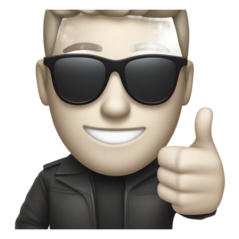person with sunglasses showing iphone screen with thumbs up sticker