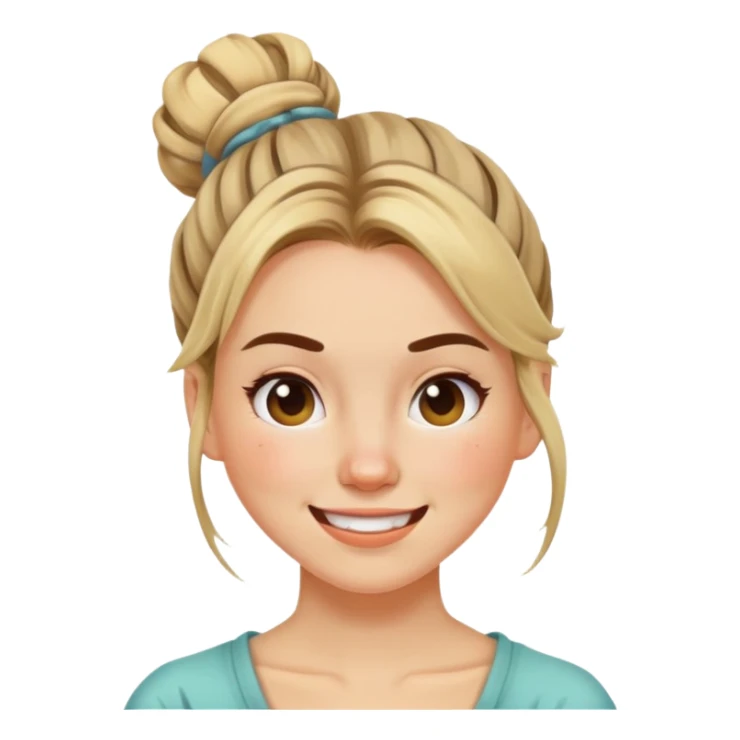 Happy Woman with bad acne, hair in messy bun sticker