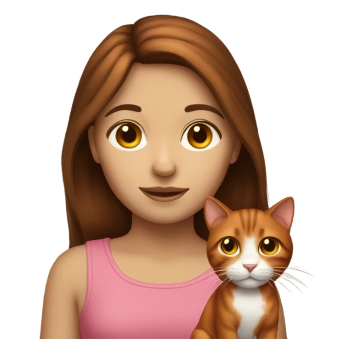 Brown Hair girl with red cat sticker