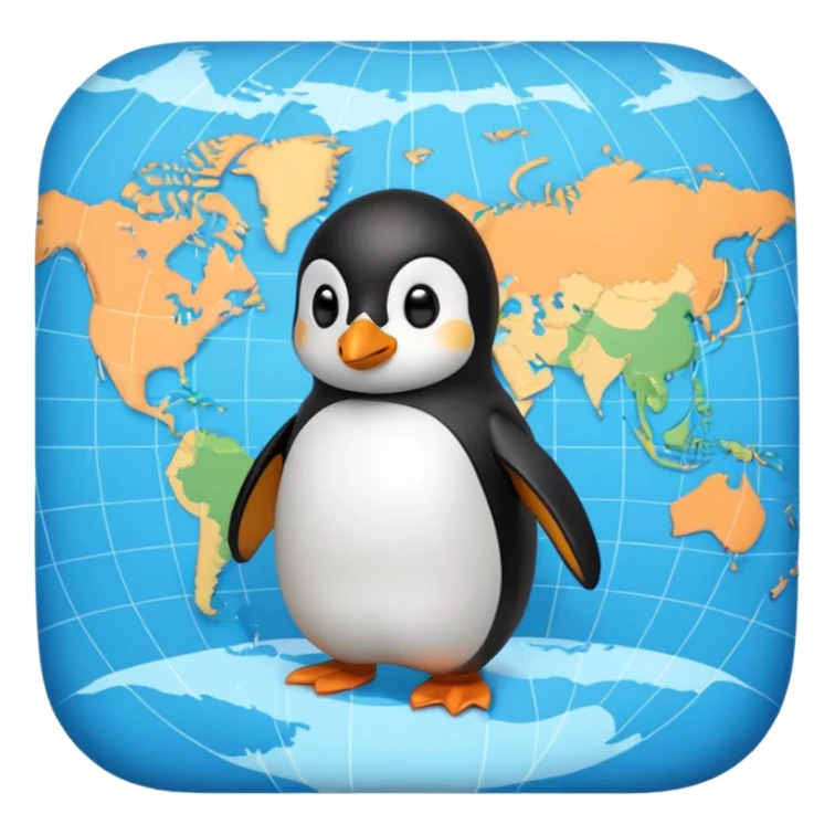 Pinguin auf Weltkarte sticker