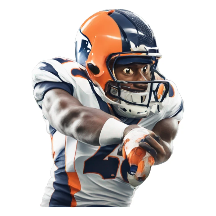 NFL football player, Denver broncos, in the end zone  sticker