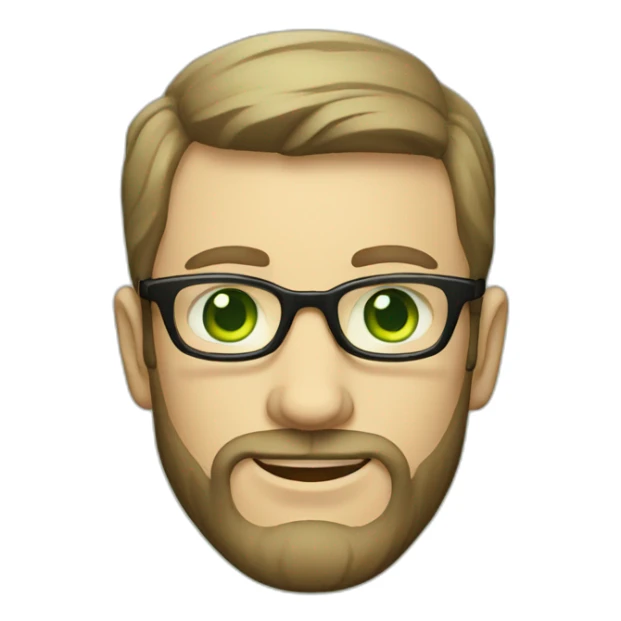 White man with short beard and green eyes with vintage glasses  sticker
