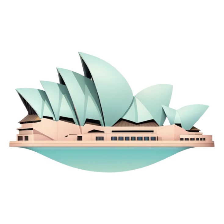 Sydney Opera House with gentle pastel colors, not vibrant sticker
