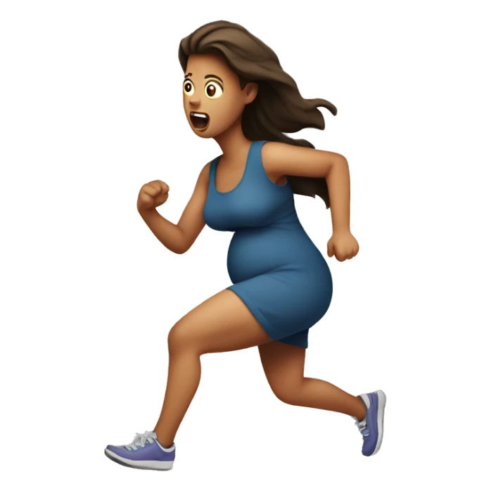 scared pregnant lady running make her very pregnant  sticker