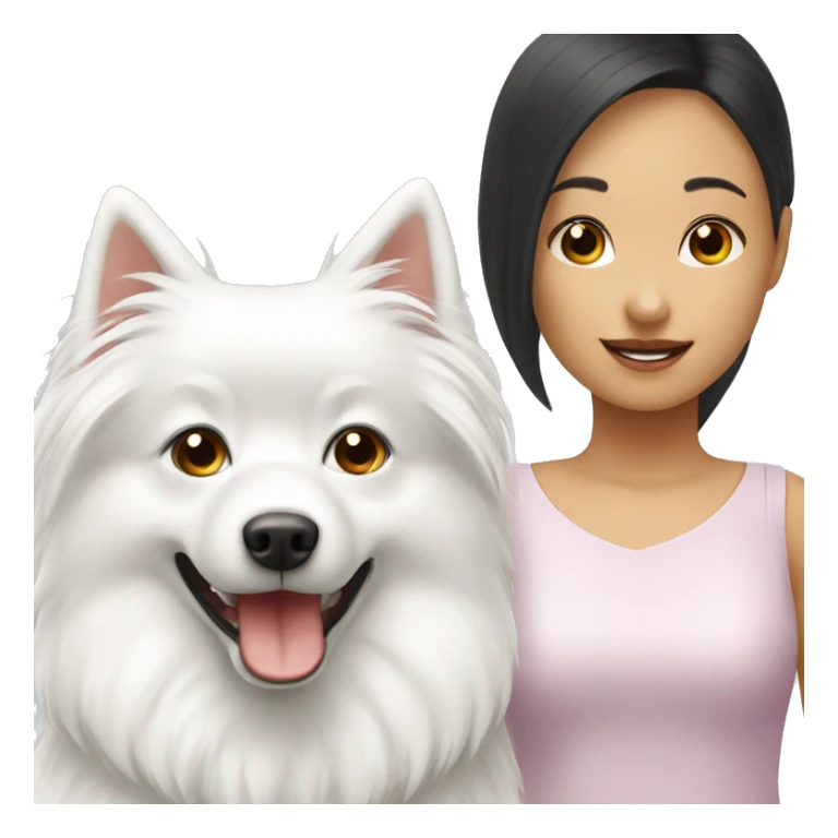 white spitz with asian girl sticker