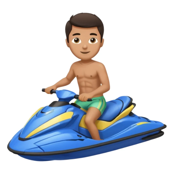 Dark tan male dark make on a blue jet ski no sunglasses sticker