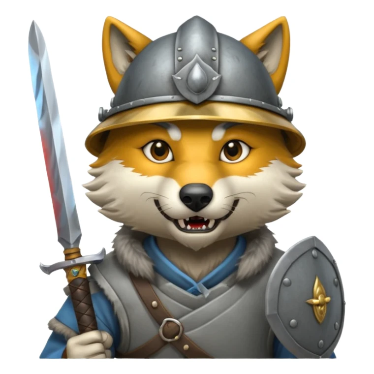 wolf face, mogolian ancient hold small sword front and steel helmet sticker
