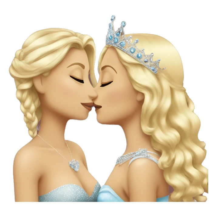 2 women princesses couple blonde kiss sticker