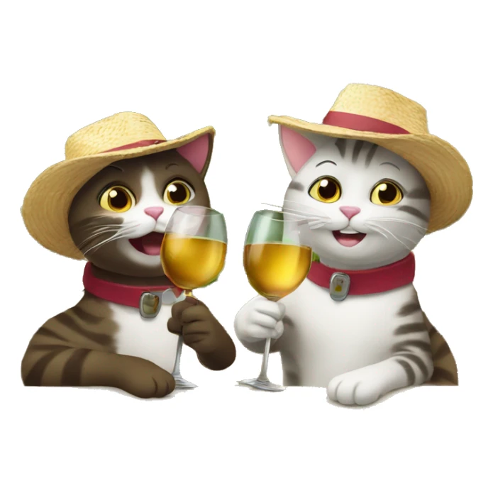 two cats drinking wine on vacation in tuscany sticker