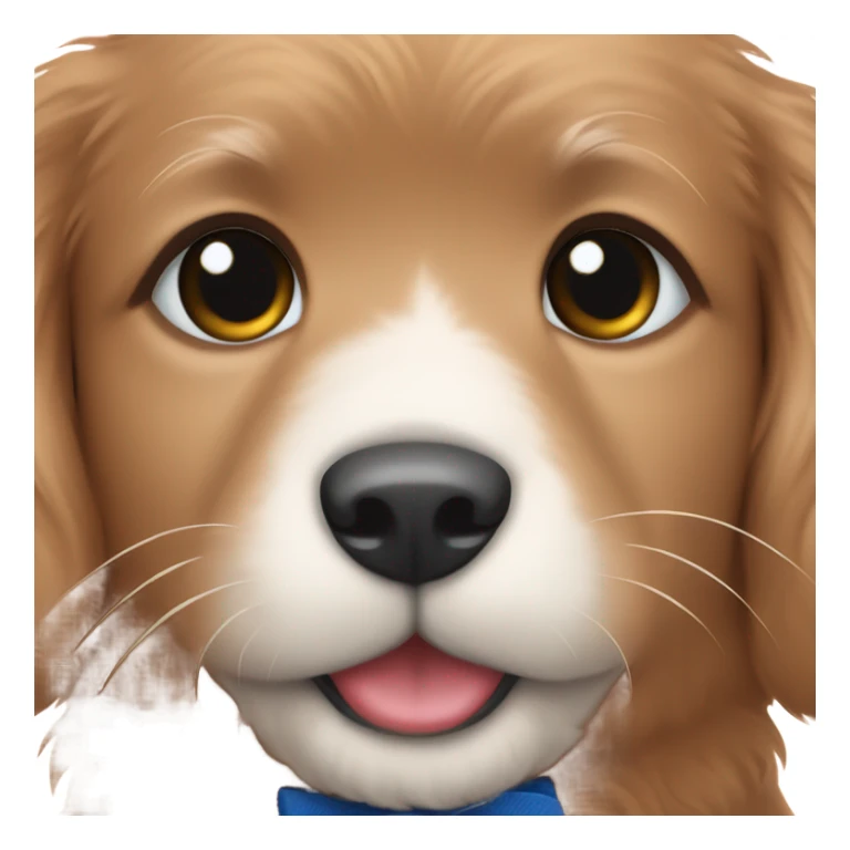 Chibi fluffy dark red retriever puppy with blue collar sticker