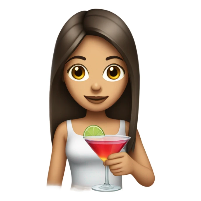 brunette girl straight hair drinking a cocktail sticker