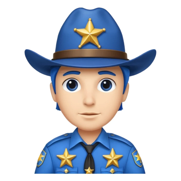 Sheriff with shiny blue star badge and blue hat sticker