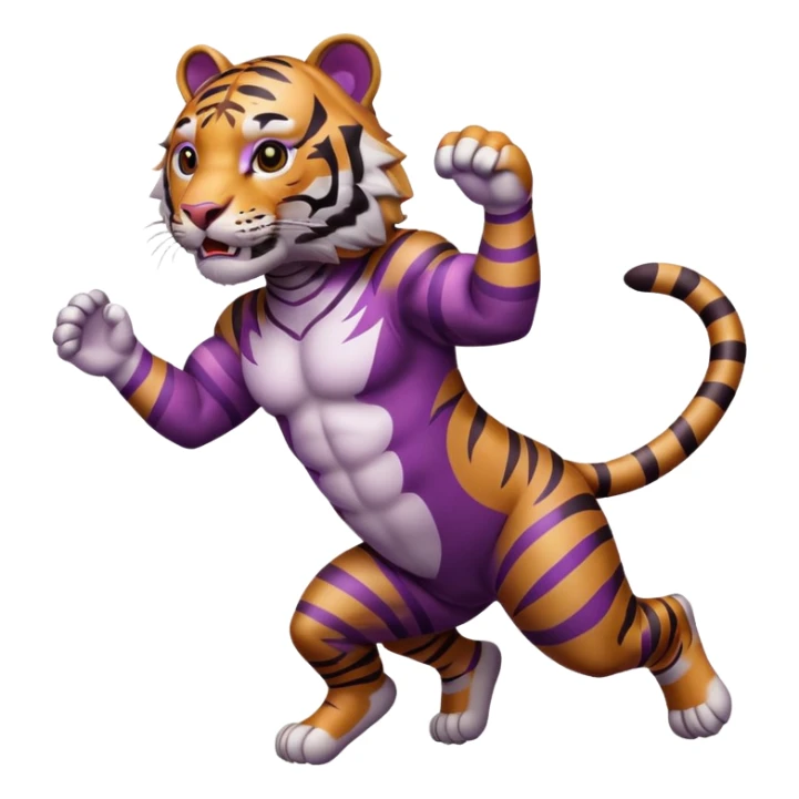 purple with burgundy stripes jumping tiger sticker