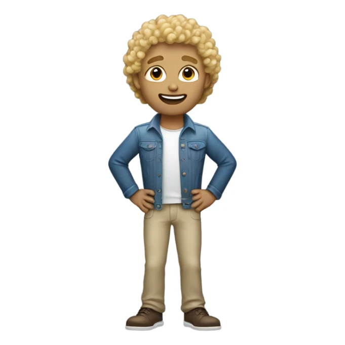 blond curly hair man standing with arms out sticker