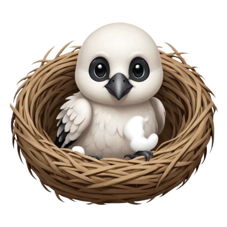 white baby crow in nest sticker