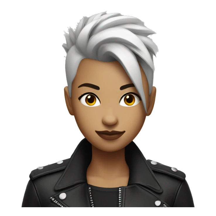 monochrome girl with black Mohawk in leather jacket  sticker