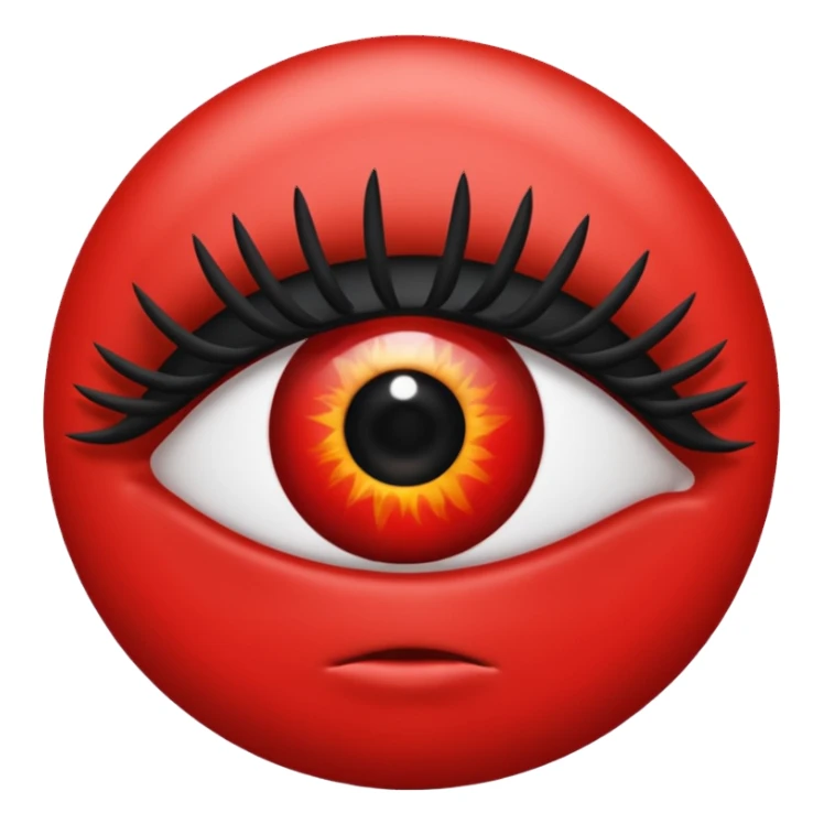 Quiero que mi emoji sea en ojo  👁 que sea de color negro total mete pero que el margen sea rojo con pestañas sticker
