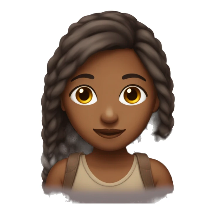 Cozy Brown skin girl with long back hair sticker