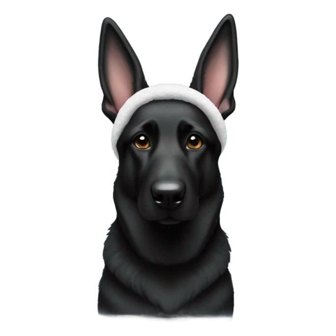 All black German shepherd with bunny ears headband sticker