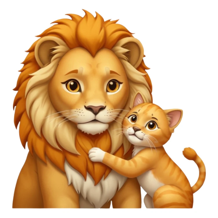 Animal Gato acariciando las orejas de un leon sticker