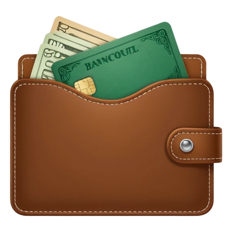 portefeuille marron avec quelques billets et carte bancaire sticker