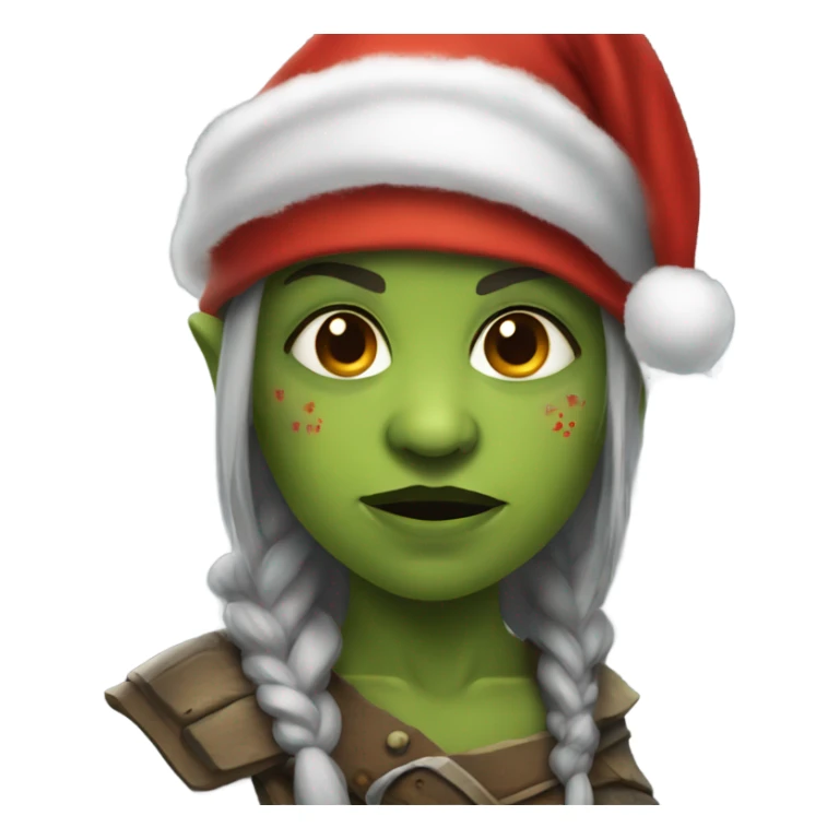 orc female warrior with santa hat sticker