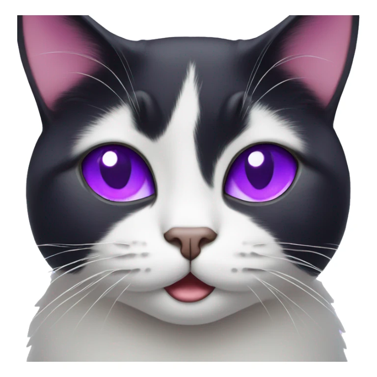 Tuxedo cat face with Purple Heart eyes  sticker