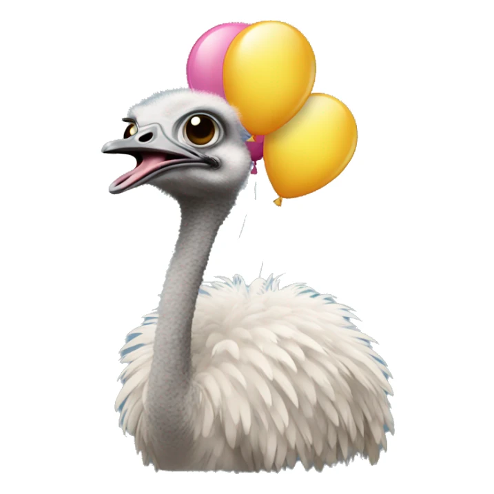 A ostrich wearing a balloon shirt sticker