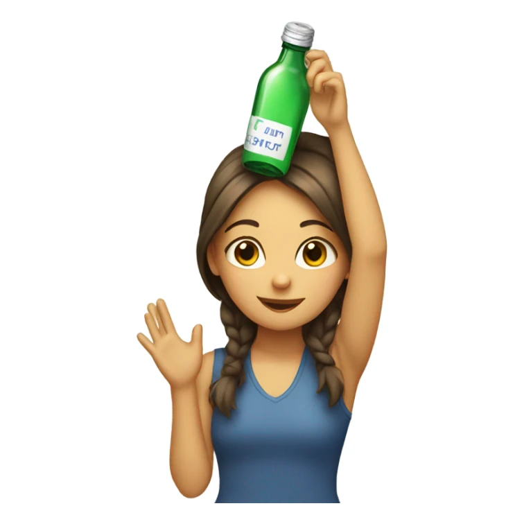 Girl with bottle on her head sticker