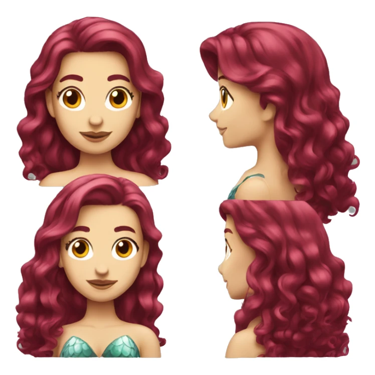 caucasian mermaid burgundy hair  sticker