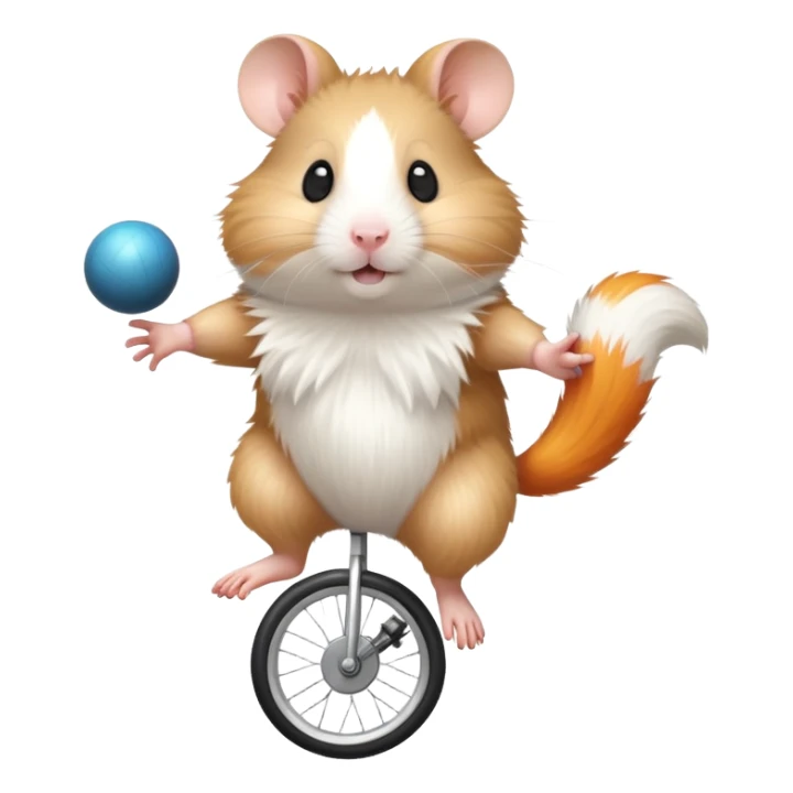a circus hamster who runs a ball on a unicycle sticker