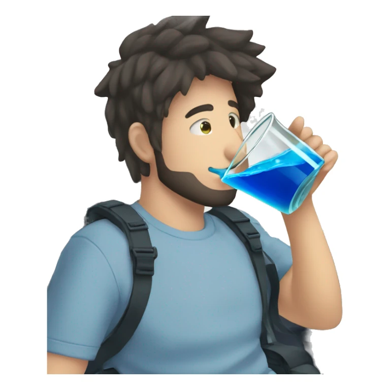 among us crewmate drinking blue juice with a giant traw sticker