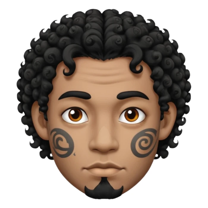 man curly hair and heavy face tattoo sticker
