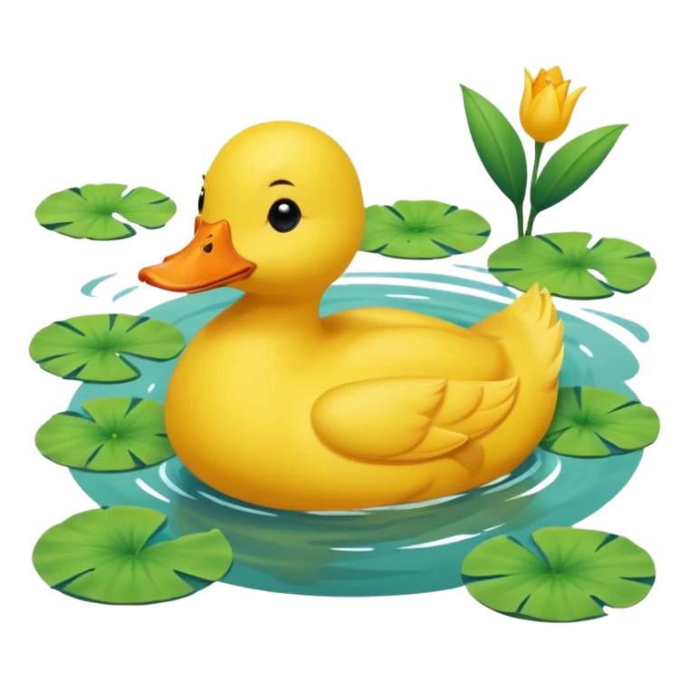 A yellow duck in a lake surrounded by nature
 sticker