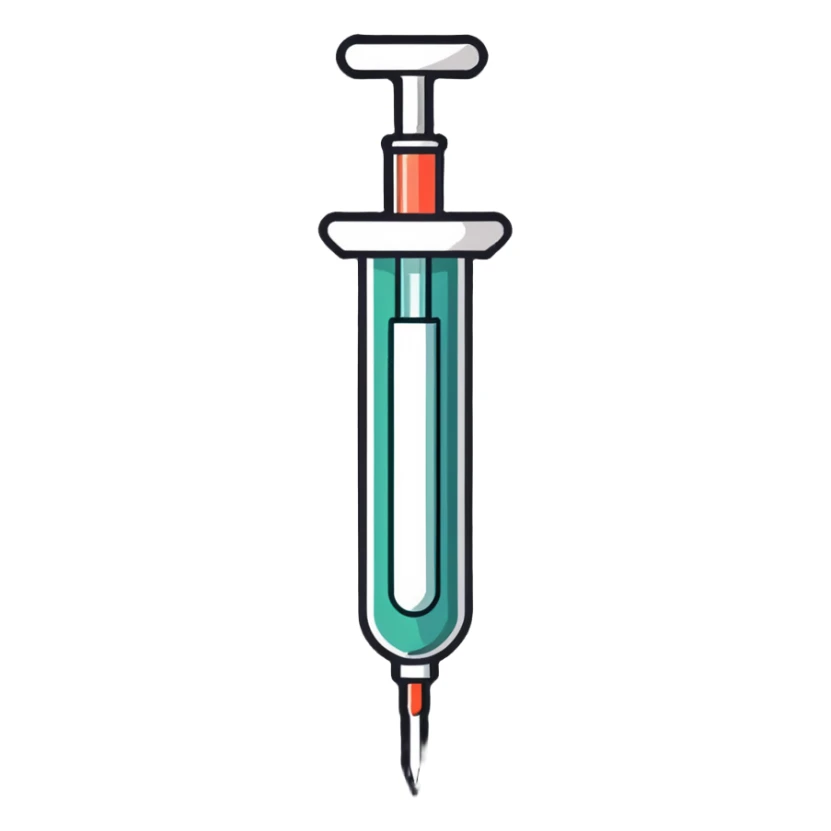 medical syringe, cartoonish sticker style sticker