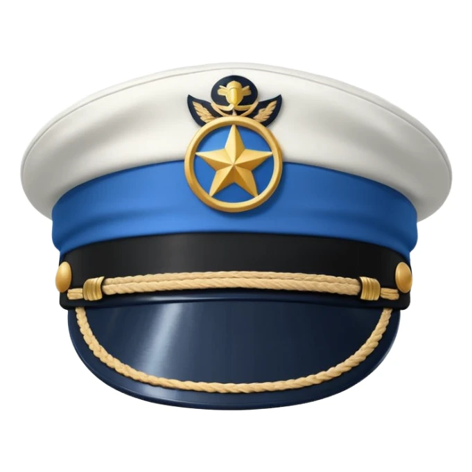 white captain hat with blue circle closeup alone sticker