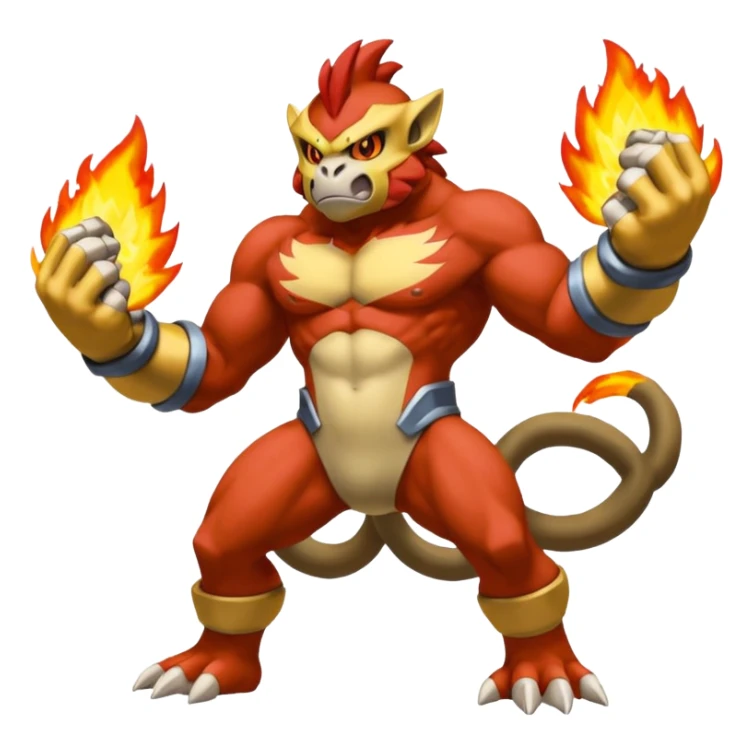 Coalossal-Machamp-Infernape-Pokémon-fusion, full body sticker