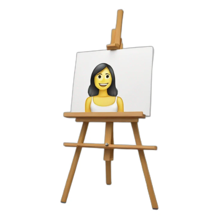 easel with drawing of woman sticker
