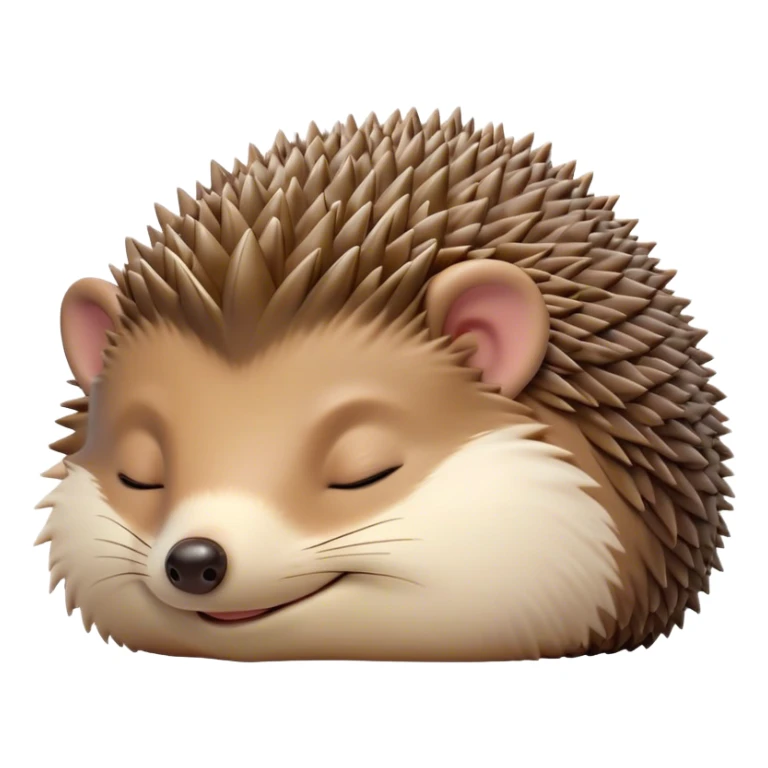 Meme-Worthy Cute Sleeping Hedgehog Portrait Emoji, Head resting peacefully with a contented smile, showcasing a delightfully compact build and a luxuriously soft brown Fur with tiny spines, eyes shut in a serene, restful nap, Simplified yet hilariously adorable features, highly detailed, glowing with a soft, drowsy light, high shine, relaxed and utterly lovable, stylized with an air of playful laziness, bright and heartwarming, soft glowing outline, capturing the essence of a comically sleepy hedgehog, so meme-worthy it feels like it could instantly become the next viral sensation of adorable slumber! sticker
