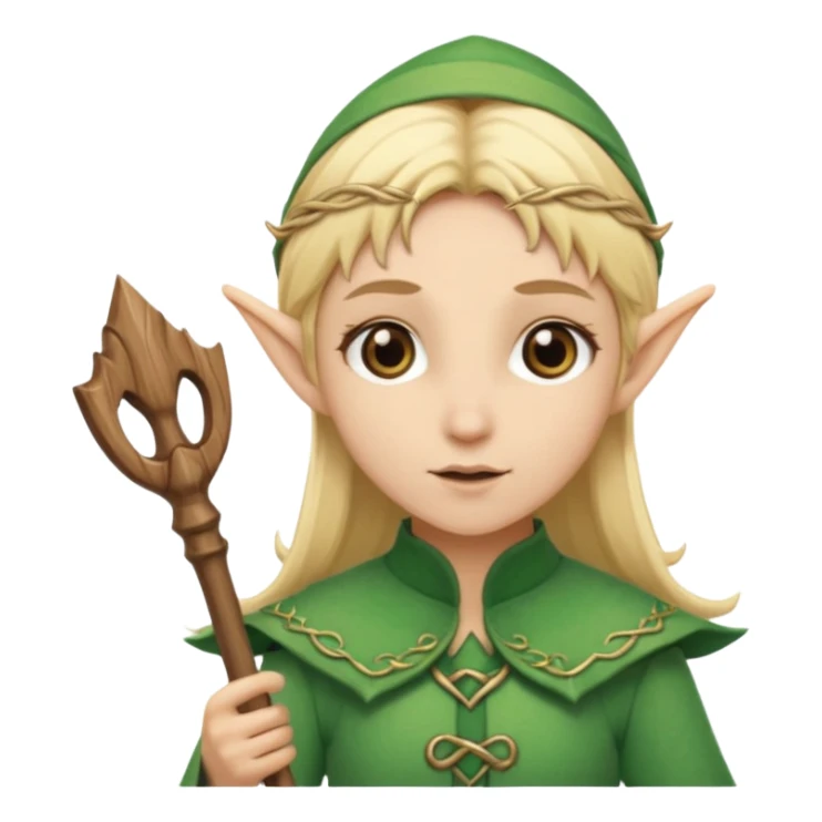 elf with staff blonde hair sticker
