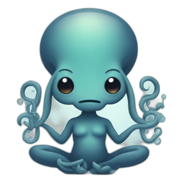 Cute kraken cute face eyes closed making yoga sticker