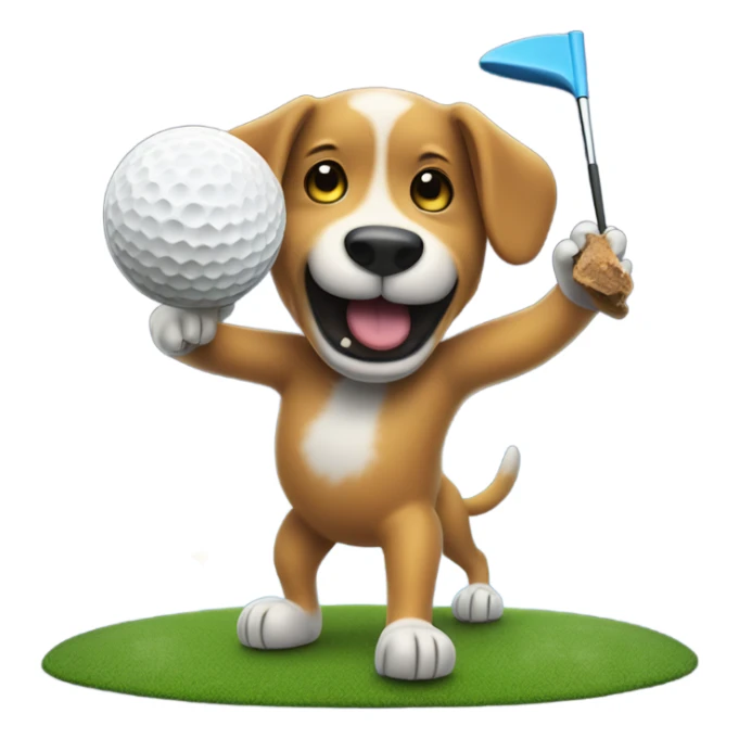 Dog eating a peanut butter sandwich while hitting a golf ball off the moon sticker
