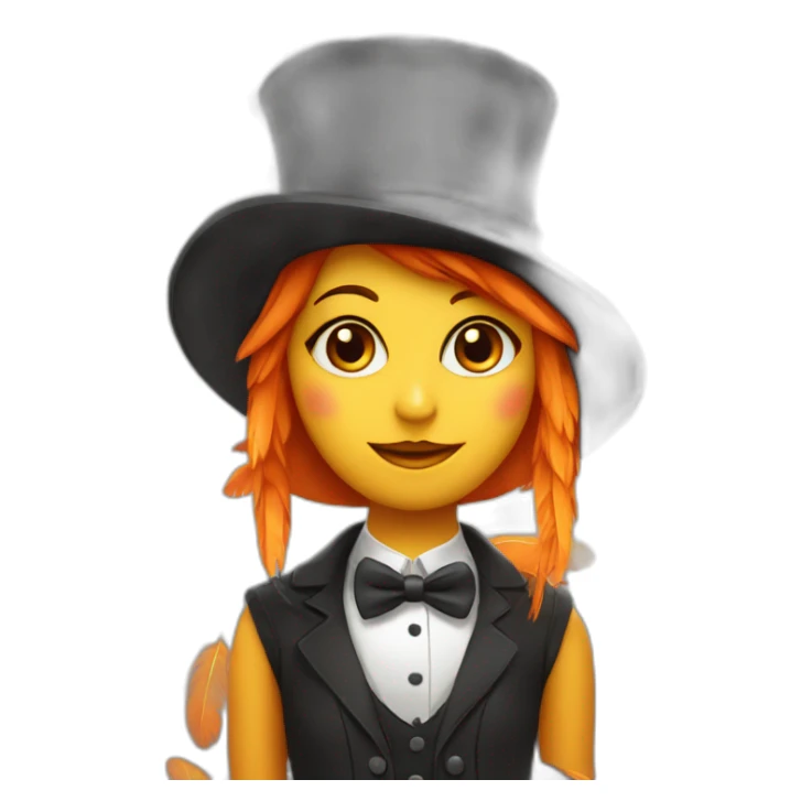 OWL Girl with orange feathers and abtop hat sticker