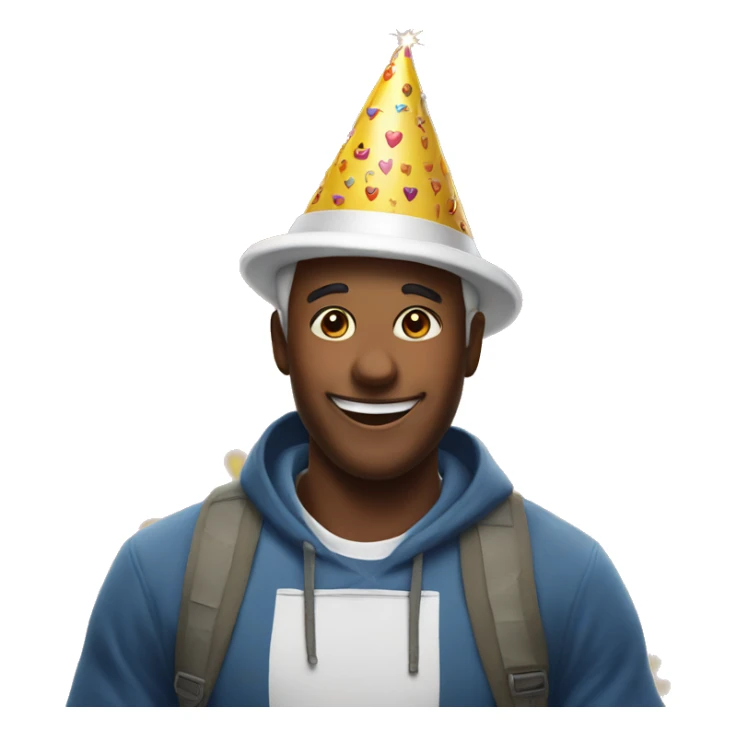 Happy emoji face wearing a birthday hat sticker