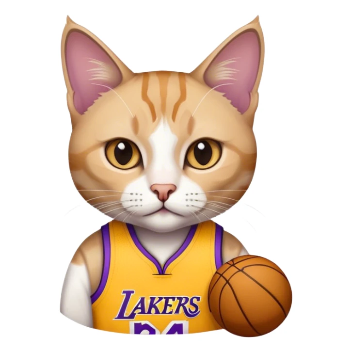 white brown Cat wearing a lakers Kobe Bryant jersey  sticker